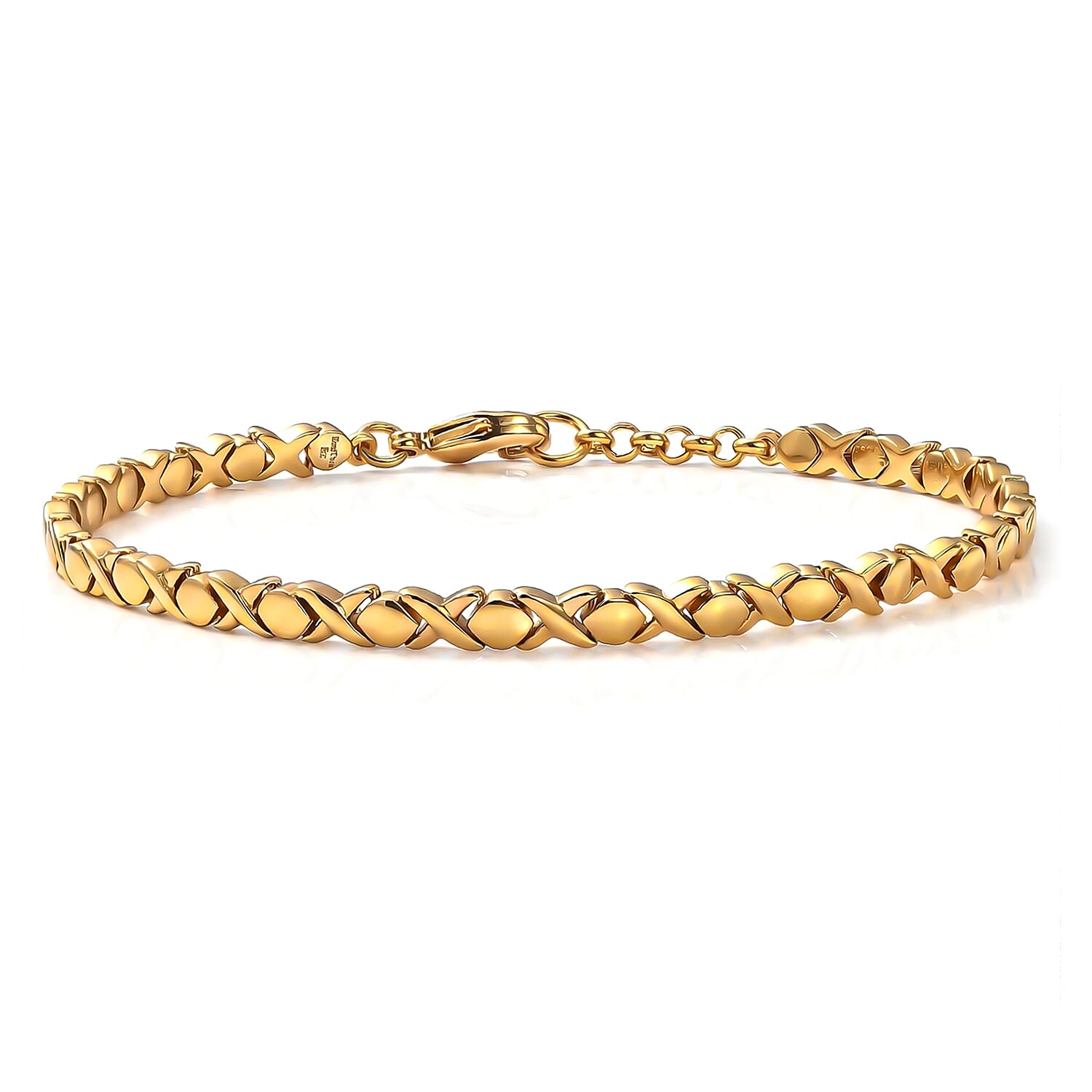 EverTrue Bronzella Collection Infinity Link XOXO Bracelet in 18K Yellow Gold Plated Bronze (8.00 In)
