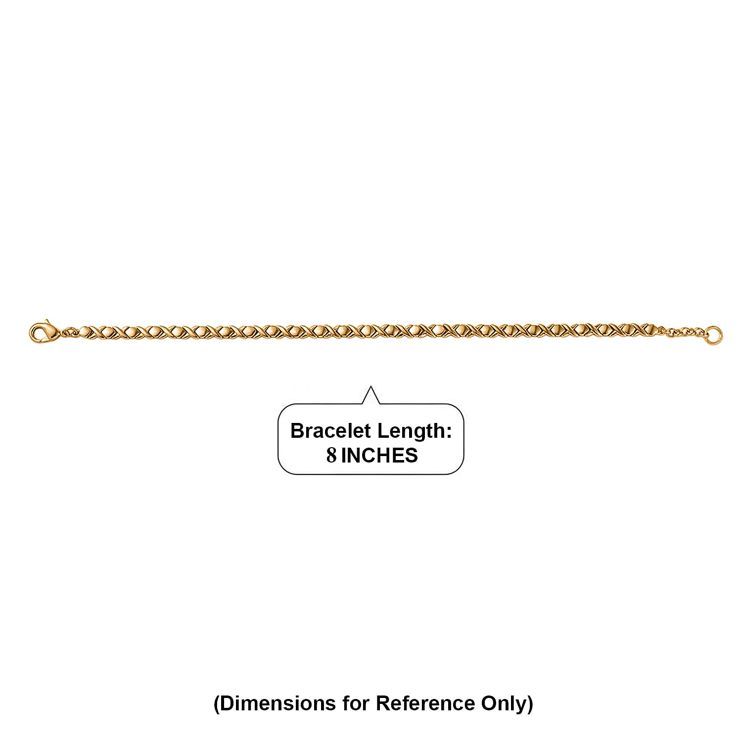 EverTrue Bronzella Collection Infinity Link XOXO Bracelet in 18K Yellow Gold Plated Bronze (8.00 In)