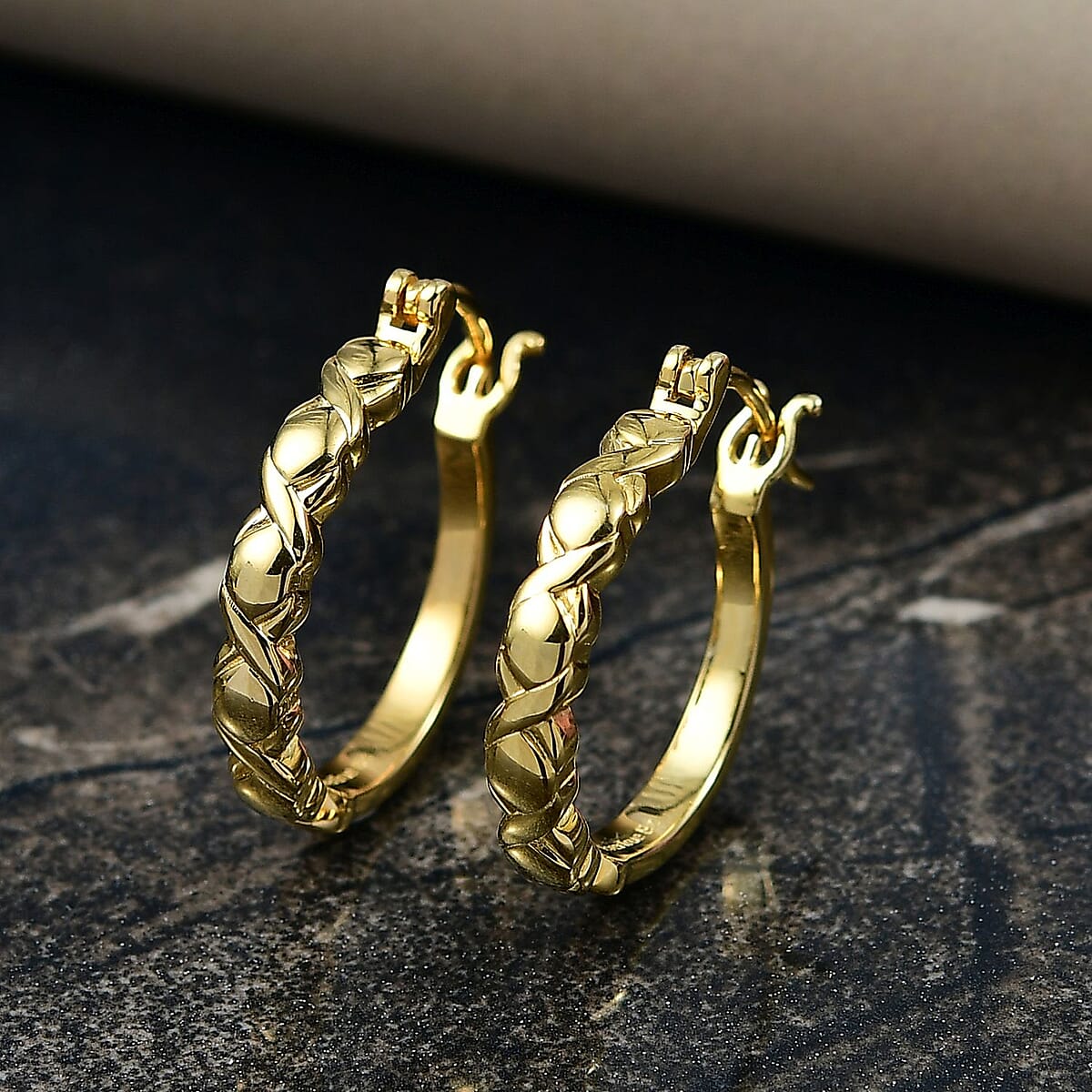 EverTrue Bronzella Collection Intertwined Helix Hoop Earrings in 18K YG Plated Bronze image number 1