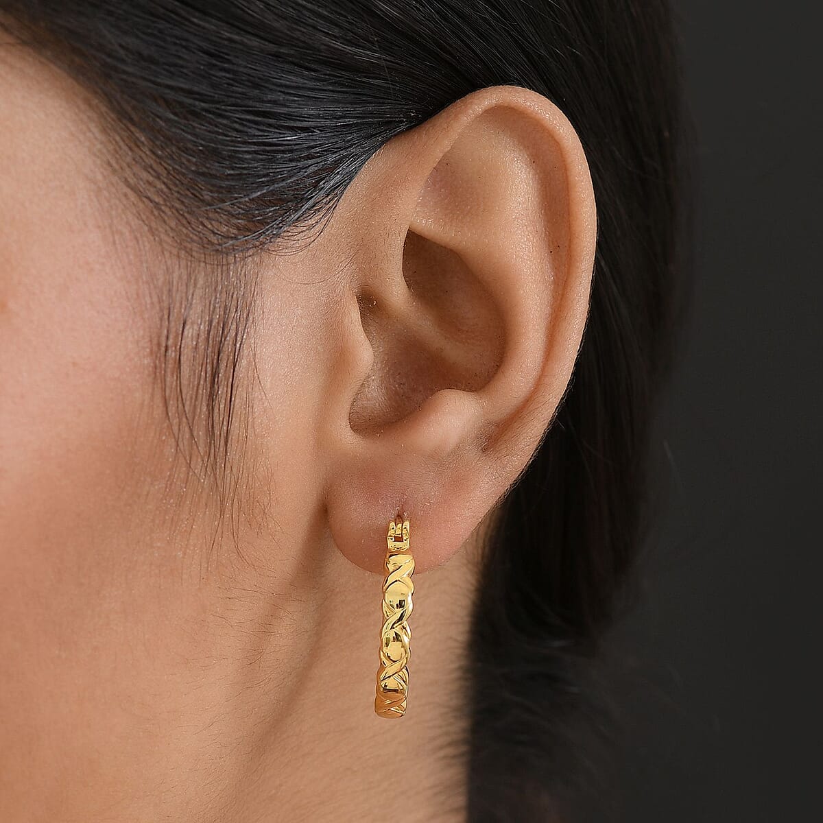 EverTrue Bronzella Collection Intertwined Helix Hoop Earrings in 18K YG Plated Bronze image number 2