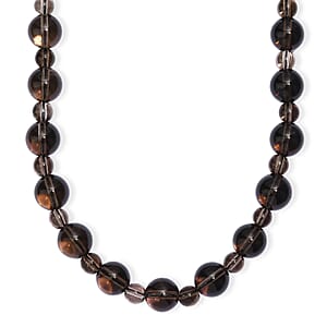 EverTrue Brazilian Smoky Quartz 382.00 ctw Beaded Necklace (20 Inches) in Platinum Bond