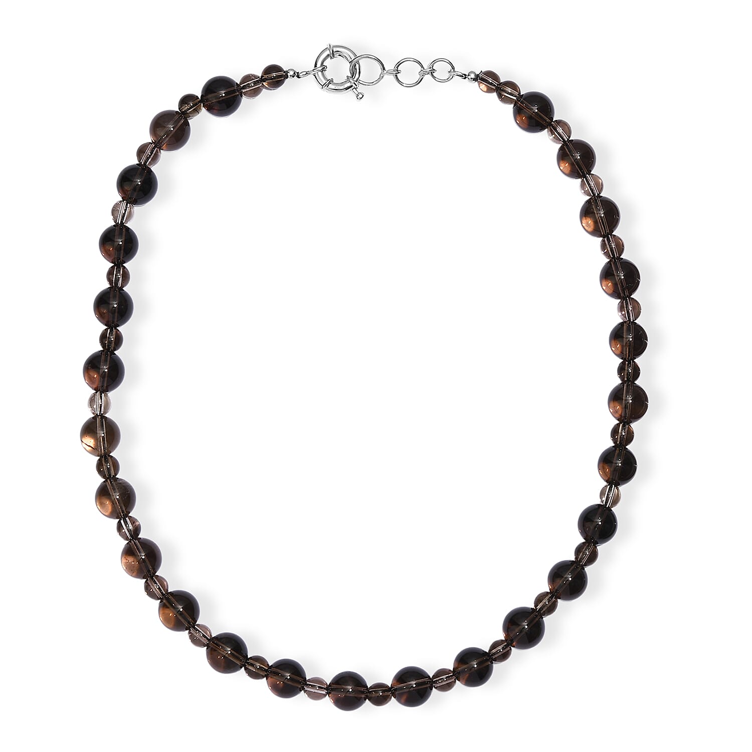EverTrue Brazilian Smoky Quartz 382.00 ctw Beaded Necklace (20 Inches) in Platinum Bond