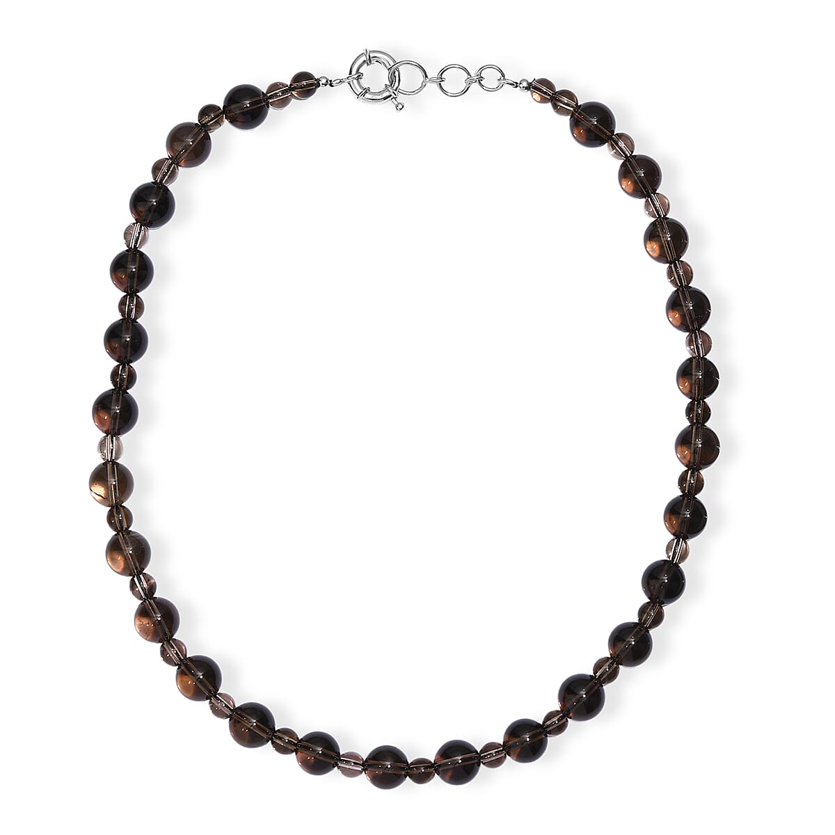 EverTrue Brazilian Smoky Quartz 382.00 ctw Beaded Necklace (20 Inches) in Platinum Bond image number 3