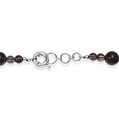 EverTrue Brazilian Smoky Quartz 382.00 ctw Beaded Necklace (20 Inches) in Platinum Bond