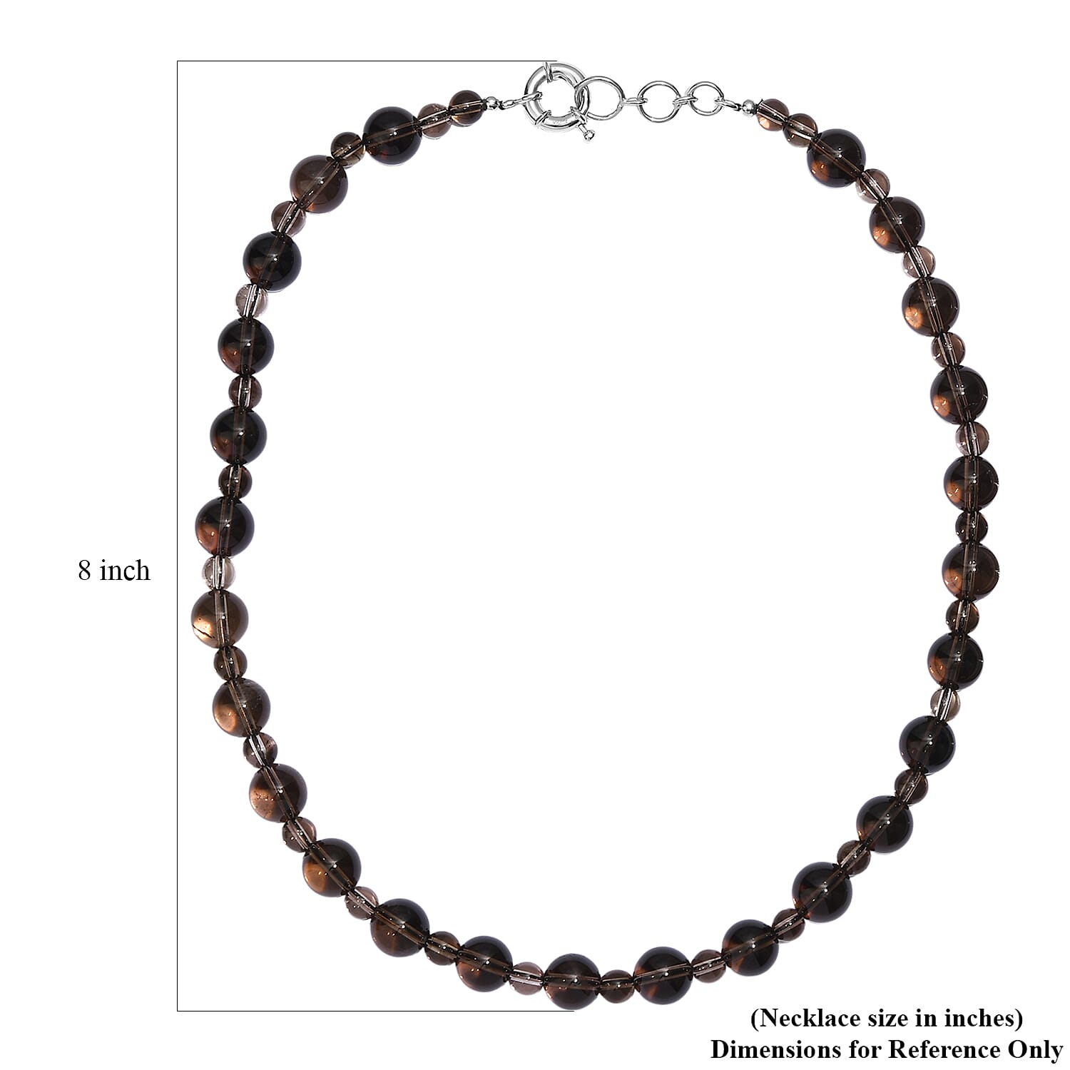 EverTrue Brazilian Smoky Quartz 382.00 ctw Beaded Necklace (20 Inches) in Platinum Bond
