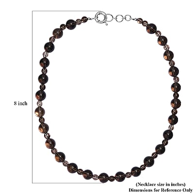 EverTrue Brazilian Smoky Quartz 382.00 ctw Beaded Necklace (20 Inches) in Platinum Bond