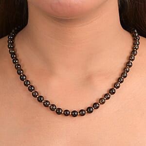 EverTrue Brazilian Smoky Quartz 130.00 ctw Beaded Necklace in 18K YG Plated and Stainless Steel (18 Inches)