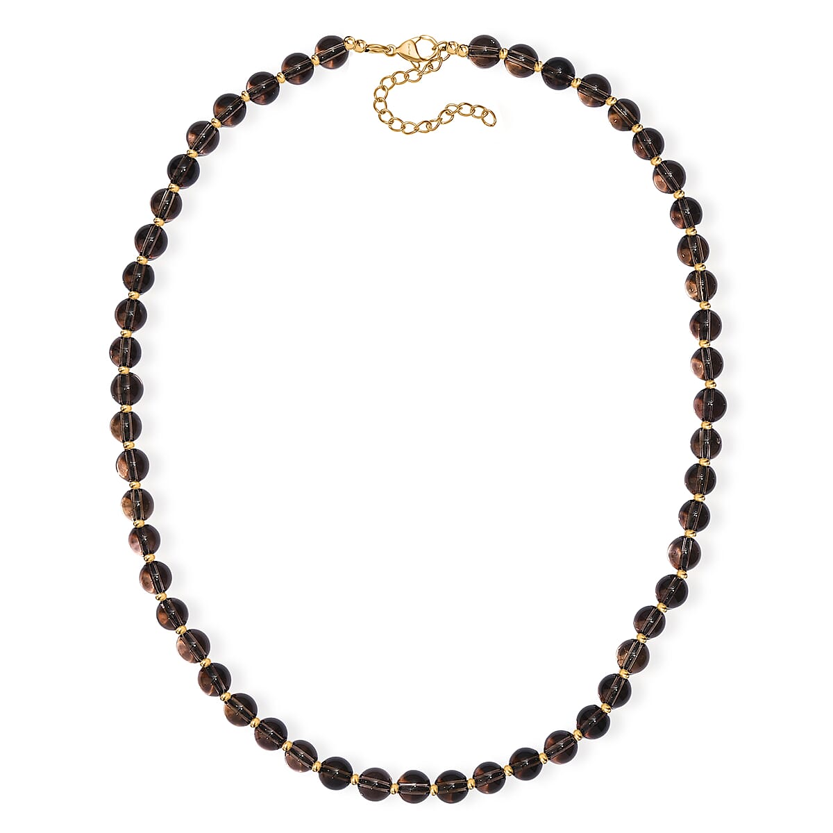 EverTrue Brazilian Smoky Quartz 130.00 ctw Beaded Necklace in 18K YG Plated and Stainless Steel (18 Inches) image number 3