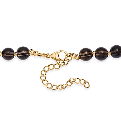 EverTrue Brazilian Smoky Quartz 130.00 ctw Beaded Necklace in 18K YG Plated and Stainless Steel (18 Inches)
