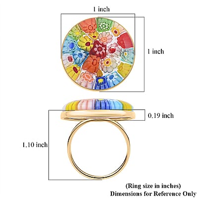 Multi Color Murano Style Solitaire Ring in 10K Yellow Gold (Size 6.0)