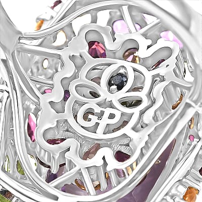 GP Italian Garden Collection Rose De France Amethyst, Multi Gemstone Ring in Rhodium Over Sterling Silver 15.70 ctw (Size 10.0)