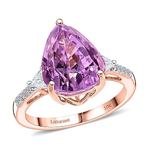 AAA Patroke Luxuriant Kunzite, Lab Grown Diamond Ring in 10K Rose Gold 5.75 ctw (Size 10.0)