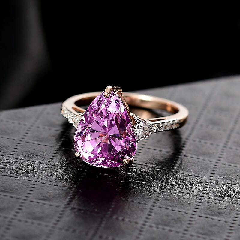 AAA Patroke Luxuriant Kunzite, Lab Grown Diamond Ring in 10K Rose Gold 5.75 ctw (Size 10.0)