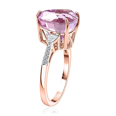 AAA Patroke Luxuriant Kunzite, Lab Grown Diamond Ring in 10K Rose Gold 5.75 ctw (Size 12.0)