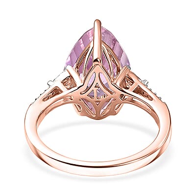 AAA Patroke Luxuriant Kunzite, Lab Grown Diamond Ring in 10K Rose Gold 5.75 ctw (Size 12.0)