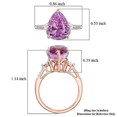 AAA Patroke Luxuriant Kunzite, Lab Grown Diamond Ring in 10K Rose Gold 5.75 ctw (Size 5.0)