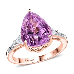 AAA Patroke Kunzite and Luxuriant Lab Grown Diamond E-F VS 5.75 ctw Ring in 10K Rose Gold (Size 7.0)