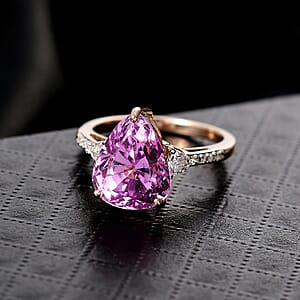 AAA Patroke Kunzite, Lab Grown Diamond Ring in 10K Rose Gold 5.75 ctw (Size 7.5)