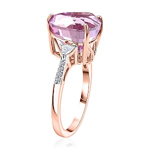 AAA Patroke Kunzite, Lab Grown Diamond Ring in 10K Rose Gold 5.75 ctw (Size 7.5)