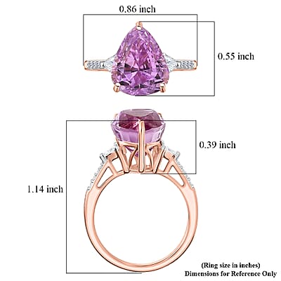 AAA Patroke Kunzite, Lab Grown Diamond Ring in 10K Rose Gold 5.75 ctw (Size 8.0)