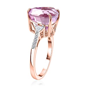AAA Patroke Kunzite, Lab Grown Diamond Ring in 10K Rose Gold 5.75 ctw (Size 9.0)