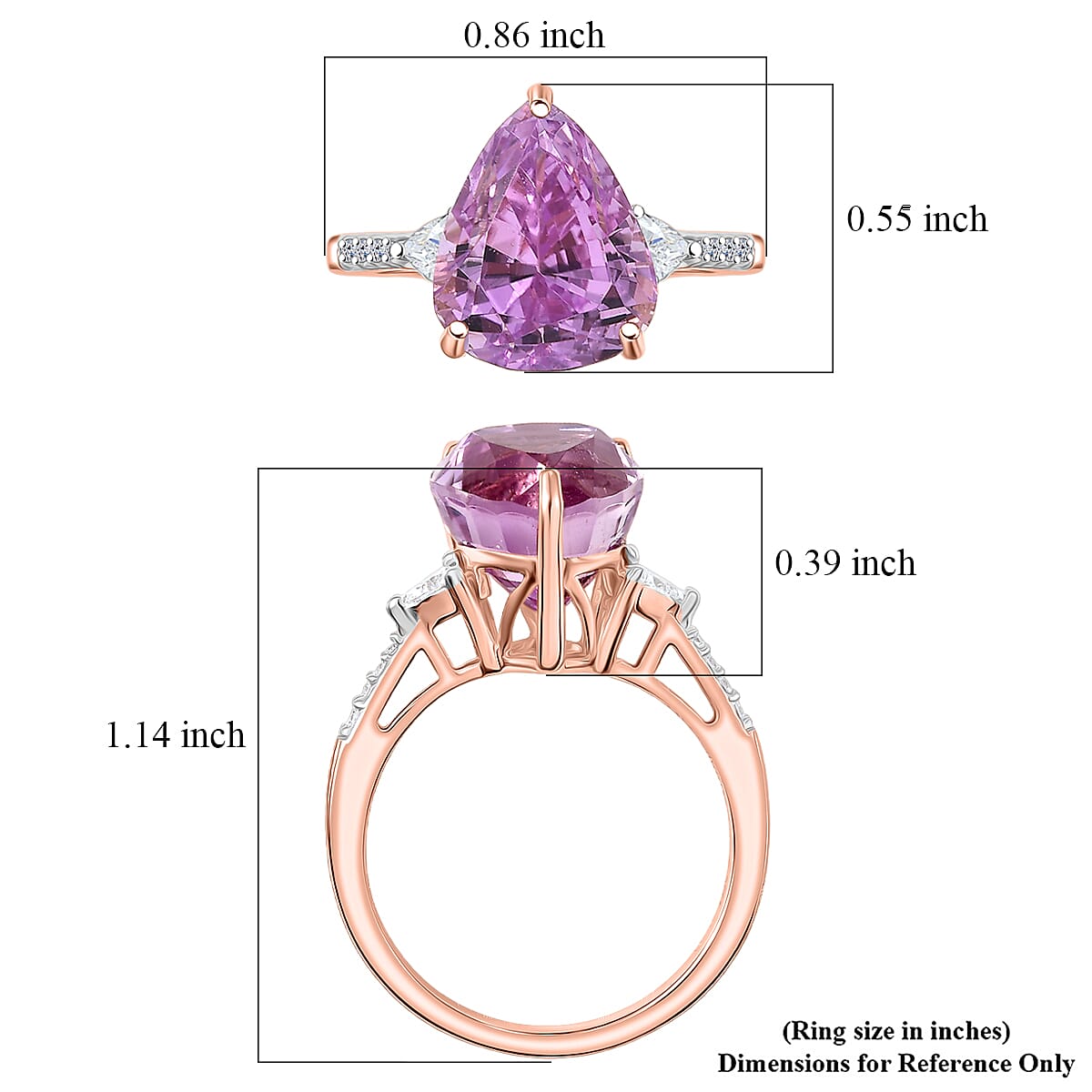 AAA Patroke Kunzite and Luxuriant Lab Grown Diamond E-F VS 5.75 ctw Ring in 10K Rose Gold (Size 9.0) image number 5