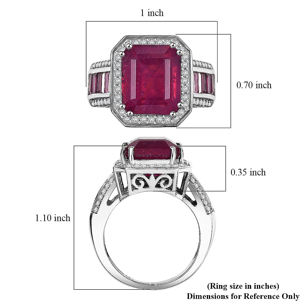 D'Joy African Ruby, Moissanite Ring in Rhodium Over Sterling Silver 12.10 ctw (Size 10.0) image number 5