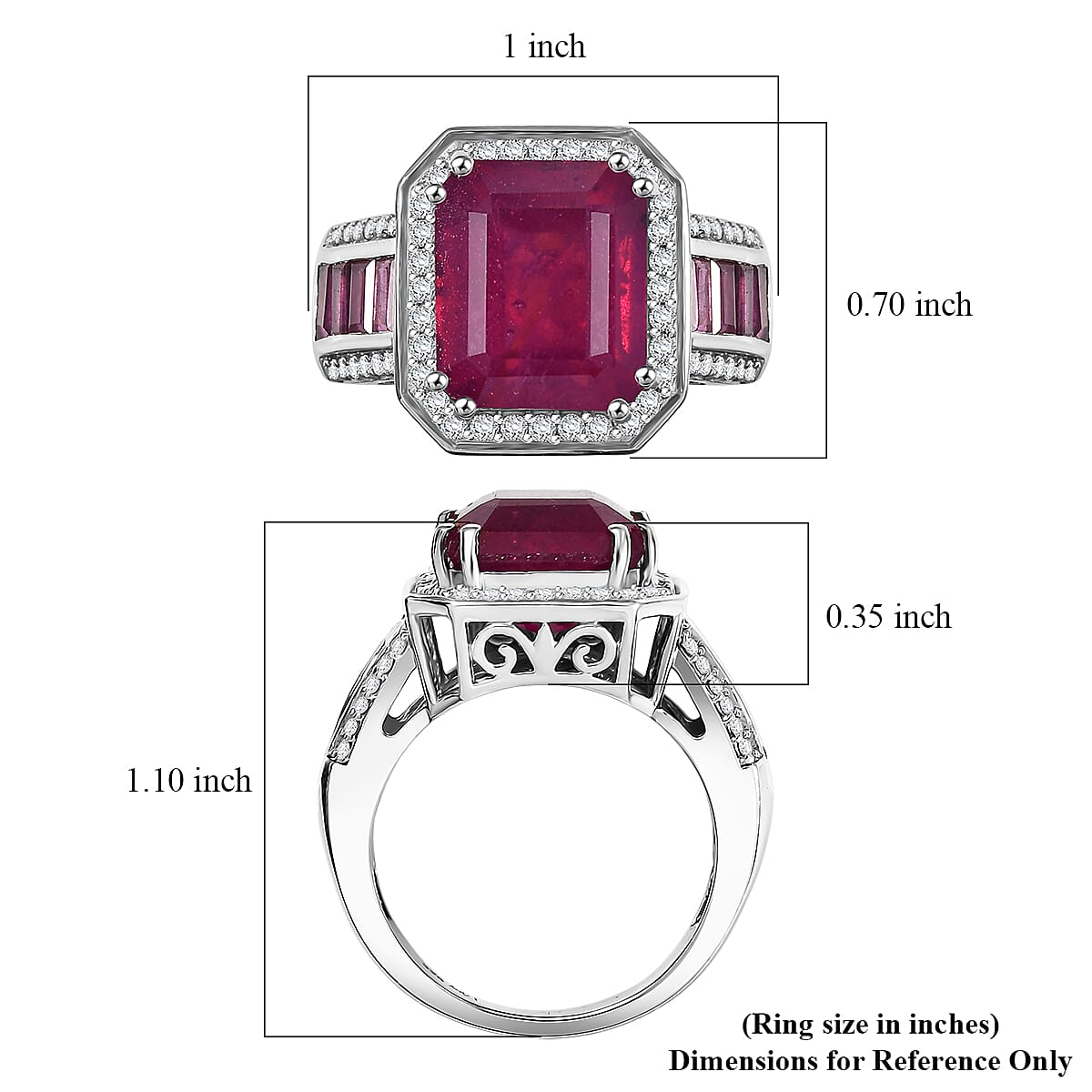 D'Joy African Ruby, Moissanite Ring in Rhodium Over Sterling Silver 12.10 ctw (Size 6.0) image number 5
