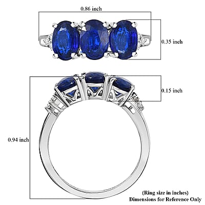 D'Joy  Tanzanian Blue Spinel  , White Zircon Ring in Rhodium Over Sterling Silver 2.80 ctw (Size 10.0)