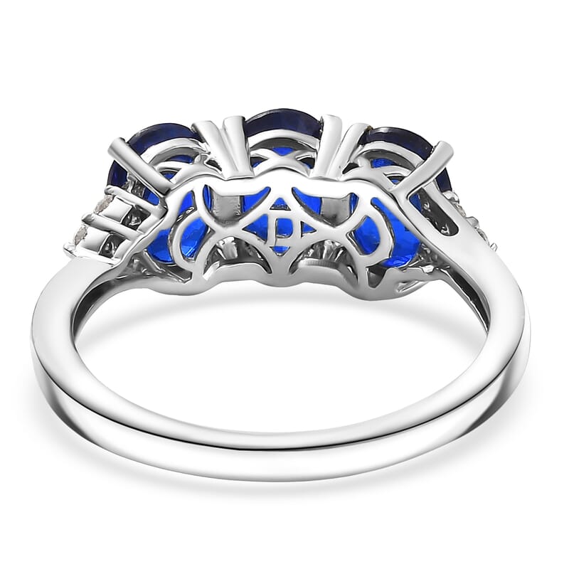 D'Joy Tanzanian Blue Spinel (DF), White Zircon Ring in Rhodium Over Sterling Silver 2.80 ctw (Size 6.0)
