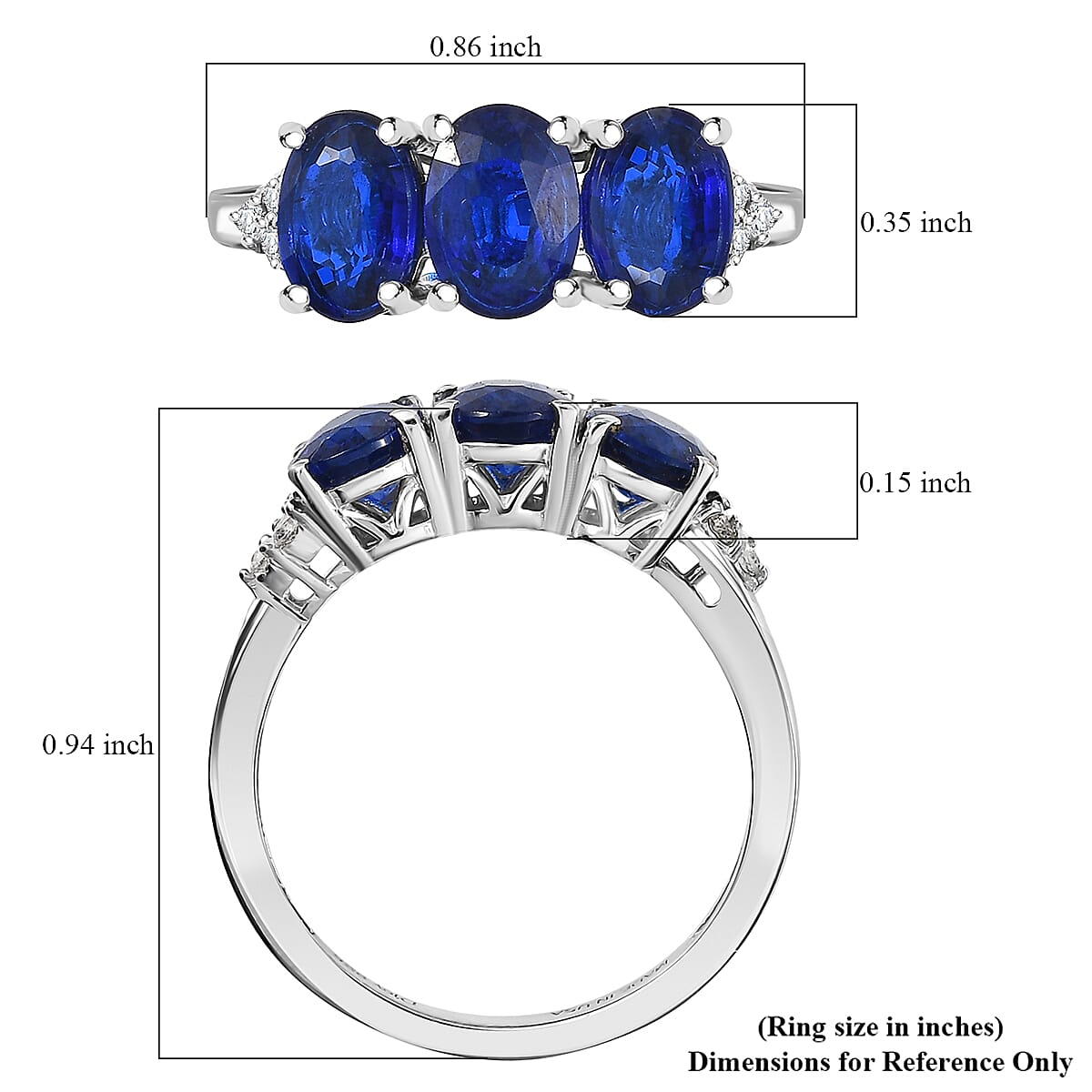 D'Joy Tanzanian Blue Spinel (DF), White Zircon Ring in Rhodium Over Sterling Silver 2.80 ctw (Size 6.0)