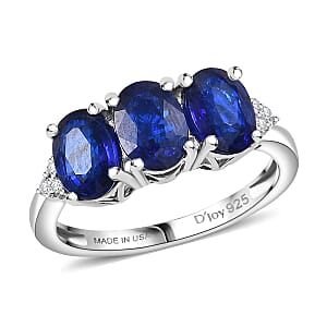 D'Joy Premium Tanzanian Blue Spinel (DF) and White Zircon 2.80 ctw Ring in Rhodium Over Sterling Silver (Size 7.0)