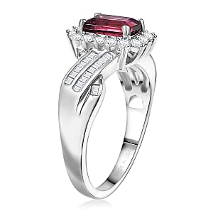 D'Joy  Byzantine Tourmaline, Diamond Ring in Rhodium Over Sterling Silver 1.60 ctw (Size 10.0)