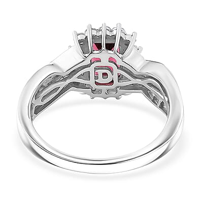 D'Joy  Byzantine Tourmaline, Diamond Ring in Rhodium Over Sterling Silver 1.60 ctw (Size 10.0)