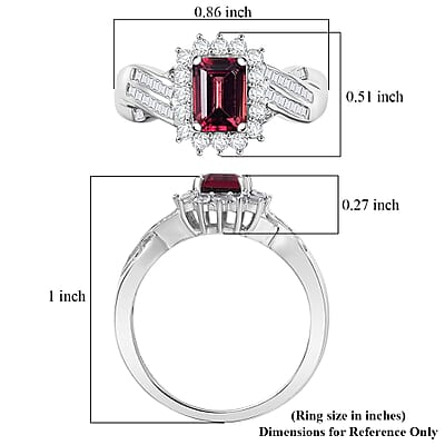 D'Joy  Byzantine Tourmaline, Diamond Ring in Rhodium Over Sterling Silver 1.60 ctw (Size 10.0)