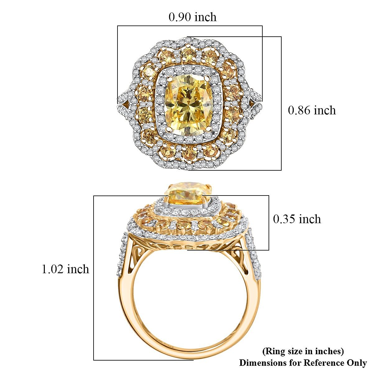 D'Joy Yellow Moissanite and Multi Gemstone 3.75 ctw Floral Halo Ring in 18K Vermeil Yellow Gold Over Sterling Silver(Size 7.0)  image number 5