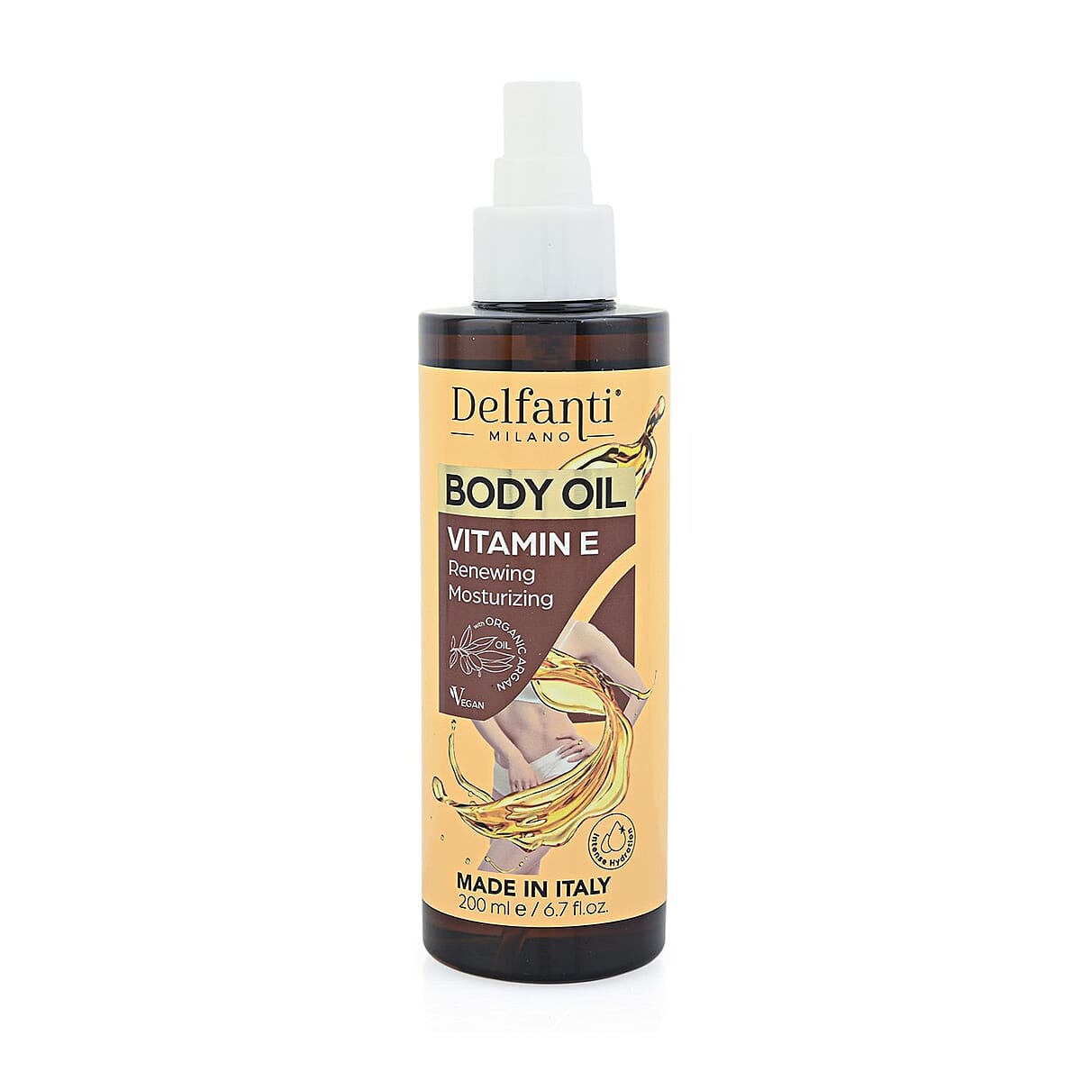 Delfanti Milano Gold and Burgandy Body Oil with Vitamin e 6.7oz image number 0