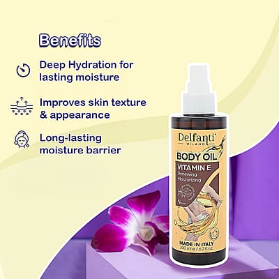Valentine Special Deal Delfanti Milano Gold and Burgandy Body Oil with Vitamin e 6.7oz