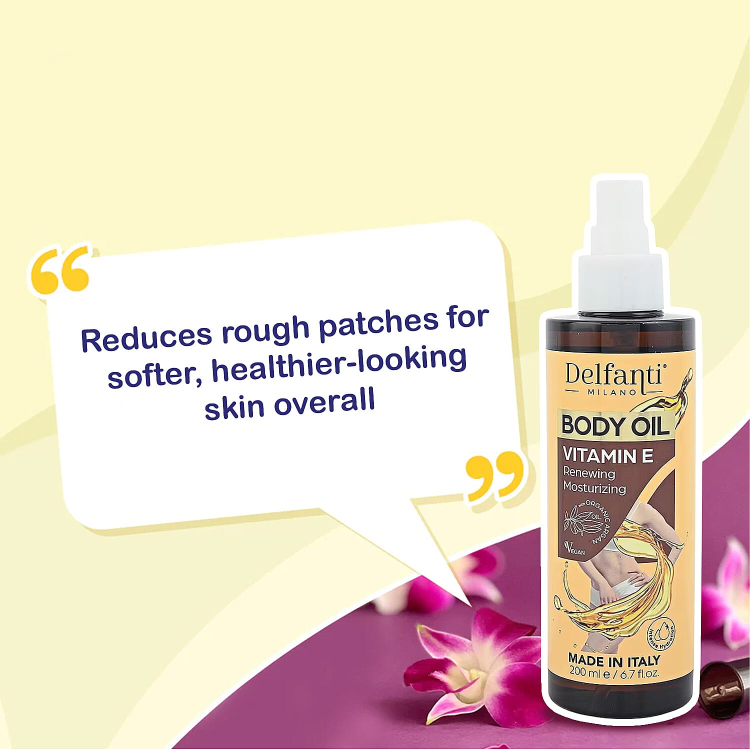 Delfanti Milano Gold and Burgandy Body Oil with Vitamin E 6.7oz