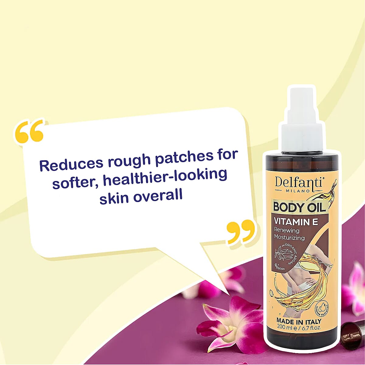 Delfanti Milano Gold and Burgandy Body Oil with Vitamin e 6.7oz image number 5