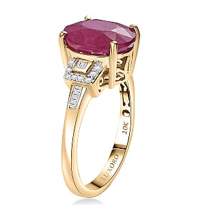 Luxoro AAA Royal Ruby, Diamond Ring in 10K Yellow Gold (Size 10.0)