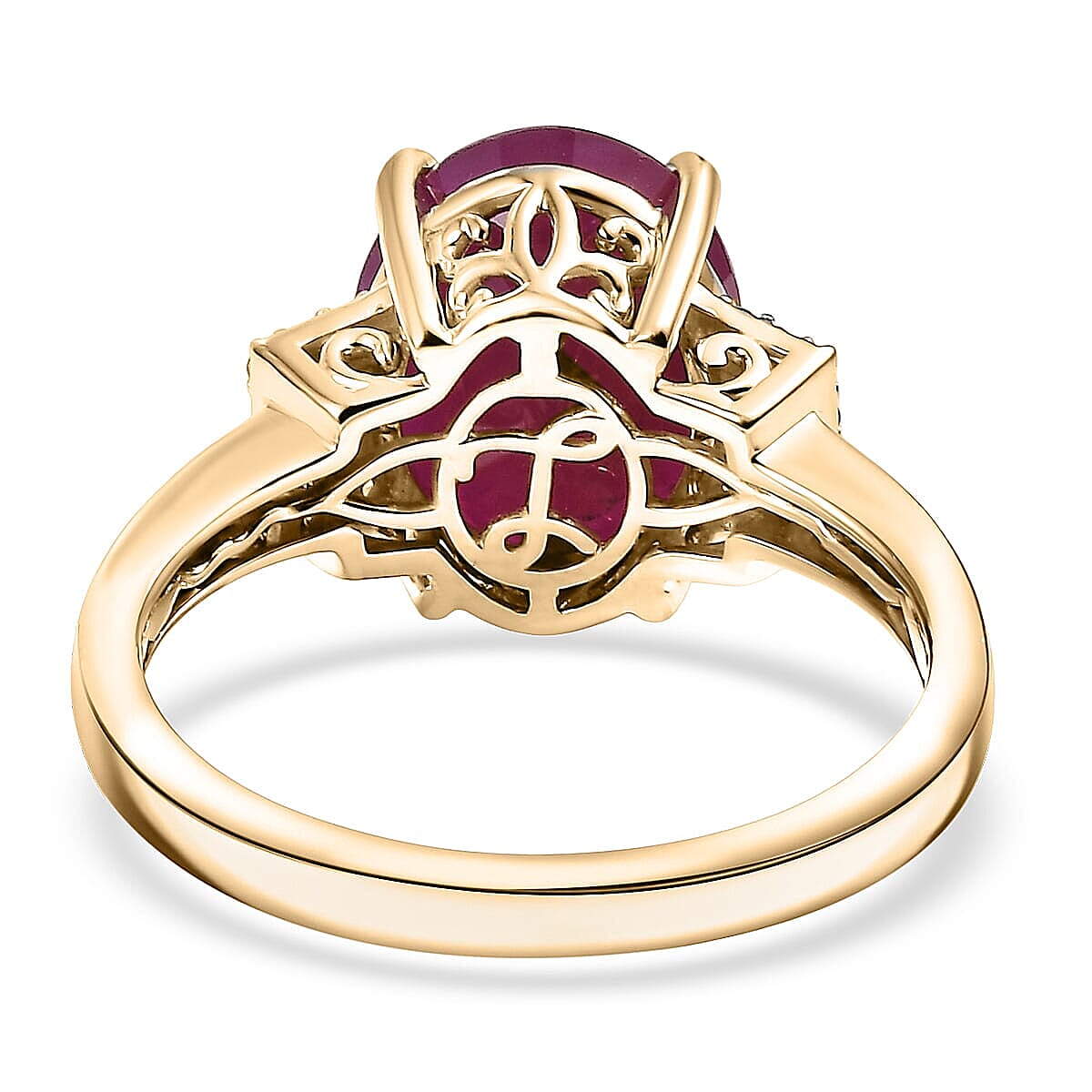 Luxoro AAA Royal Ruby, Diamond Ring in 10K Yellow Gold (Size 10.0) image number 4