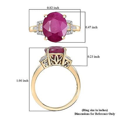 Luxoro 10K Yellow Gold AAA Royal Ruby, Diamond (G-H, I2) (0.16 cts) Ring (Size 10.0) 5.65 ctw