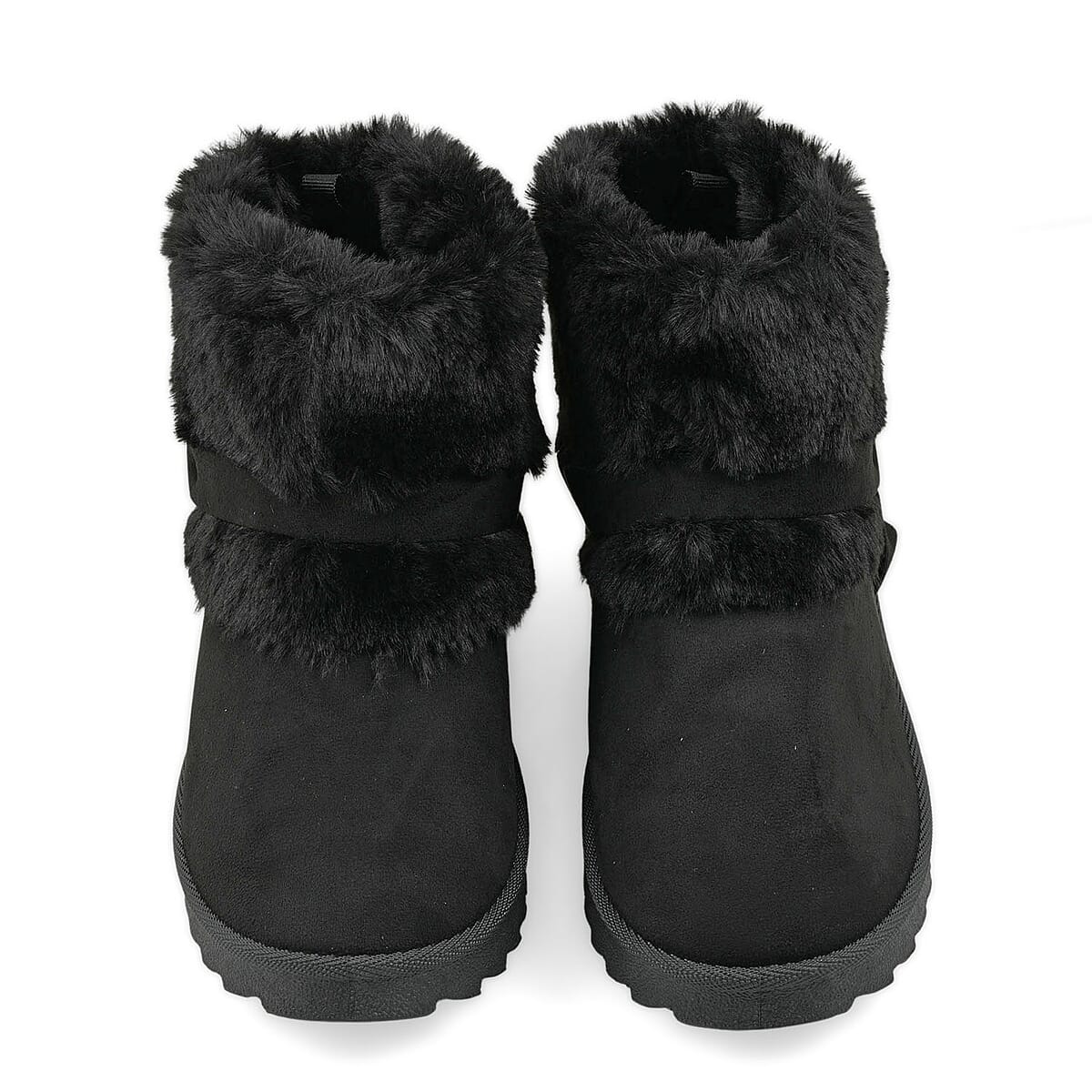 Love 83 Black Faux Fur and Suede Short Boots 6 image number 2