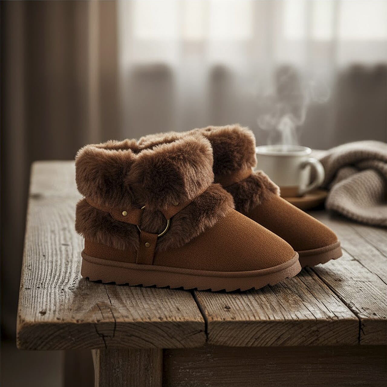 Buy Love 83 Cognac Faux Fur and Suede Short Boots 6 at ShopLC.