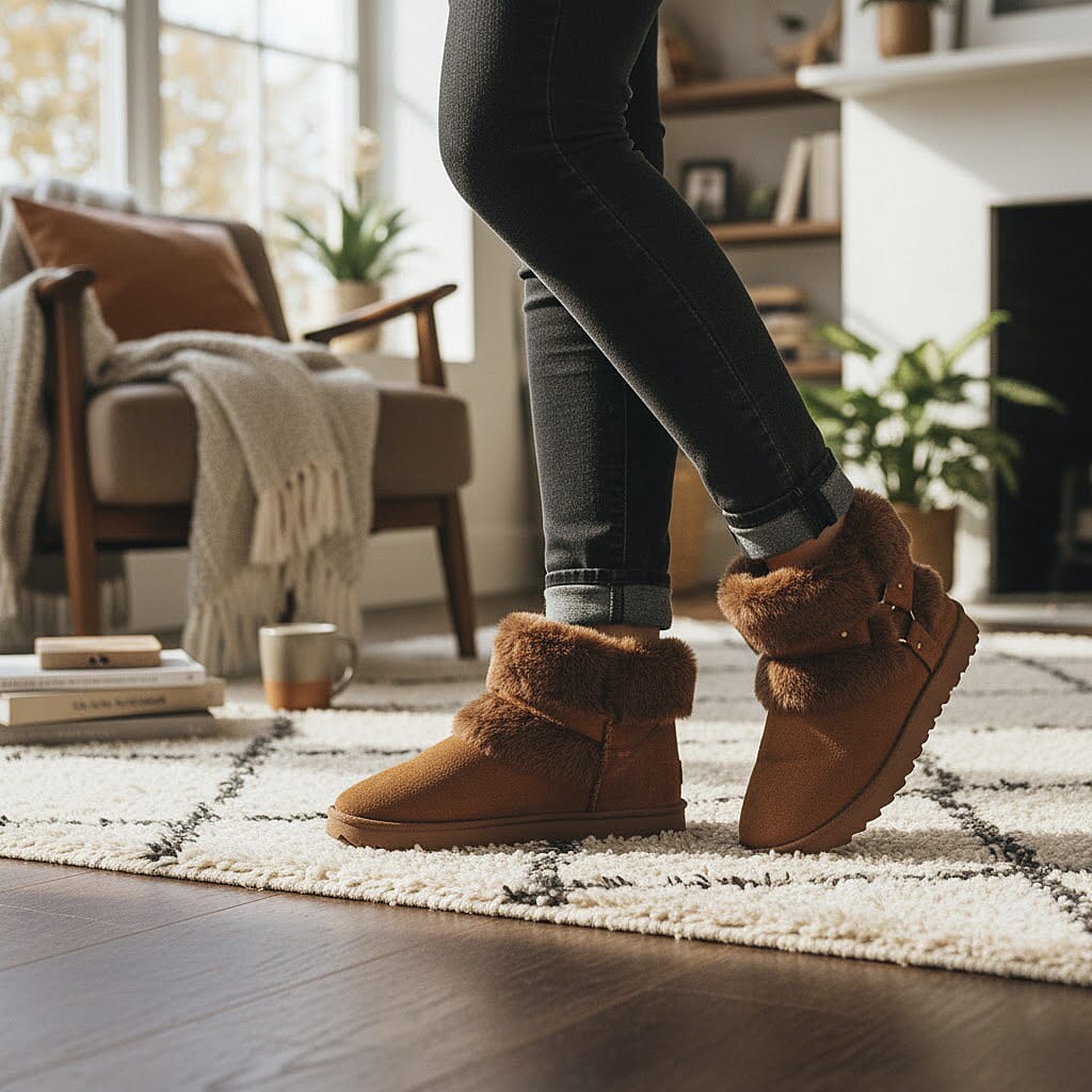 Buy Love 83 Cognac Faux Fur and Suede Short Boots 6 at ShopLC.