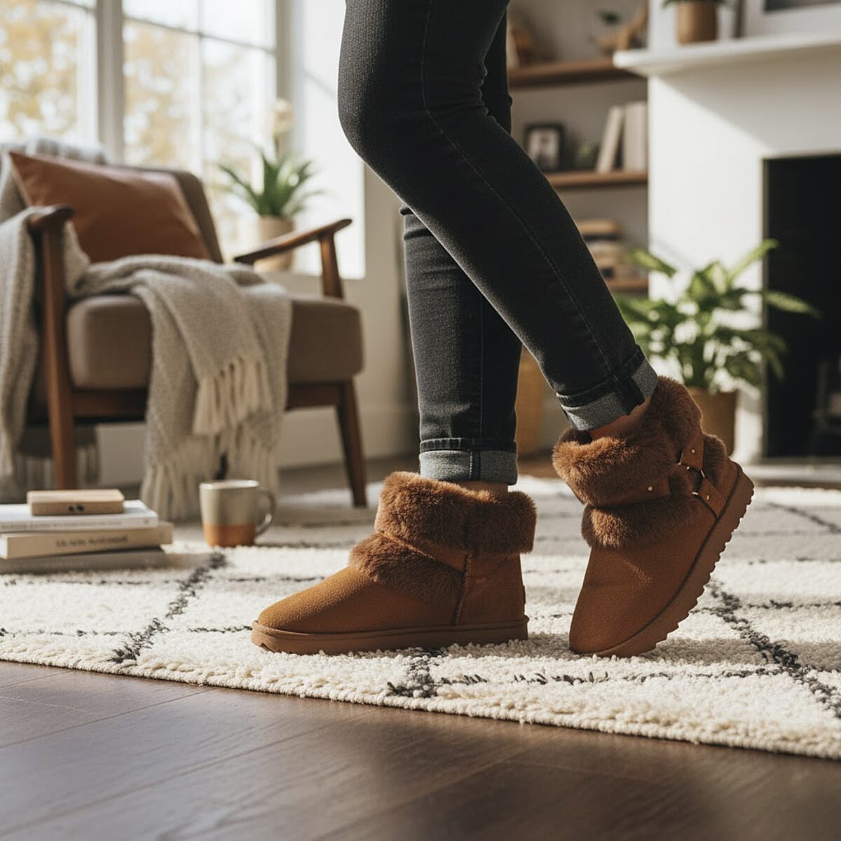 Love 83 Cognac Faux Fur and Suede Short Boots 6 image number 2