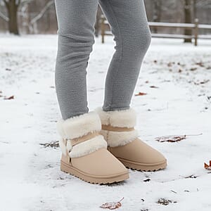 Love 83 Cream Faux Fur and Suede Short Boots 8