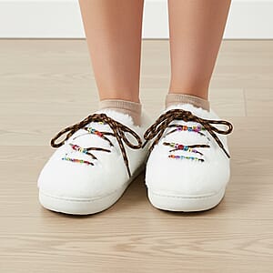 RAMPAGE Ivory Fur Teddy Bead Lace Up Slippers XL
