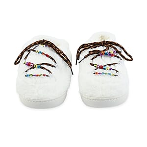 RAMPAGE Ivory Fur Teddy Bead Lace Up Slippers XL